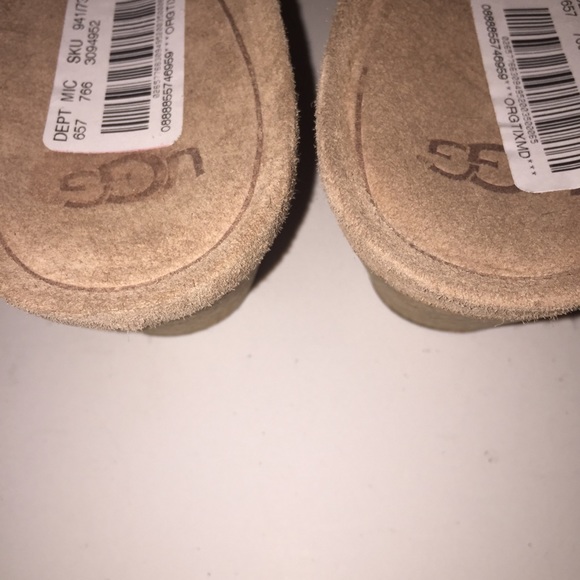 UGG Lyra Sandals Tan Leather Wedge Cork Heel Sz 10 - Picture 5 of 8